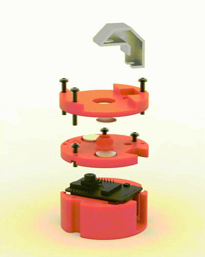 Exploded animation of the Matchboxscope showing its internal parts